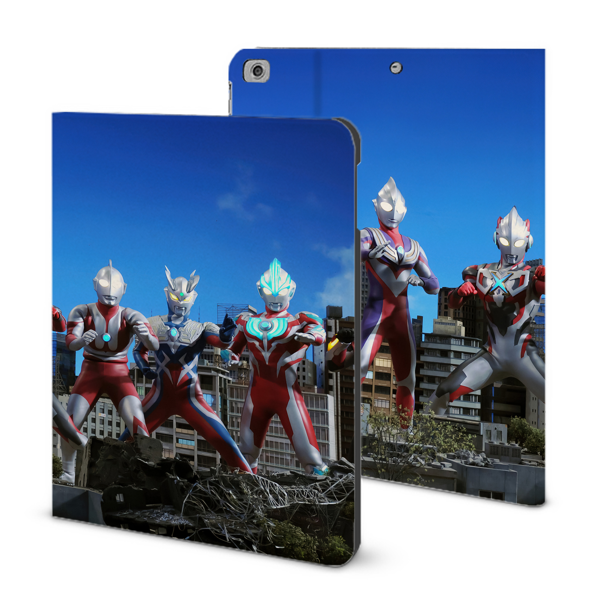 （画像用） ウルトラマン Ultraman IPad ケース ブック型 PUレザー TPU 耐衝撃 軽量 薄型 ペン収納なし 全面保護 IPad 各モデル対応